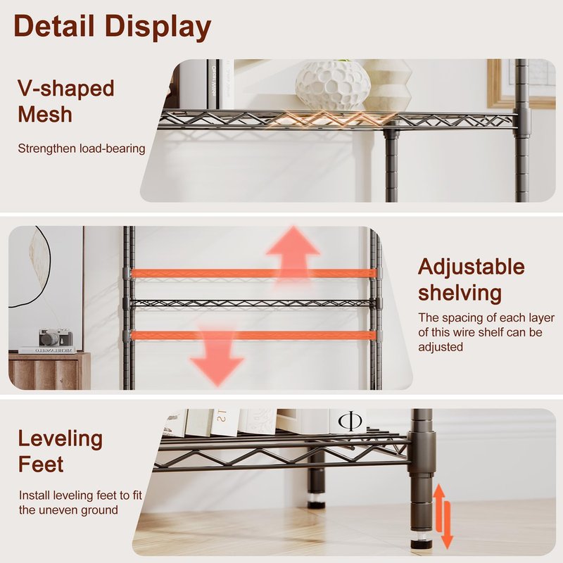 4-Tier Wire Storage Shelves - Heavy-Duty Metal Rack | Adjustable | 36x14x54 | Black | Holds Up to 1000 lbs | No-Tool Assembly