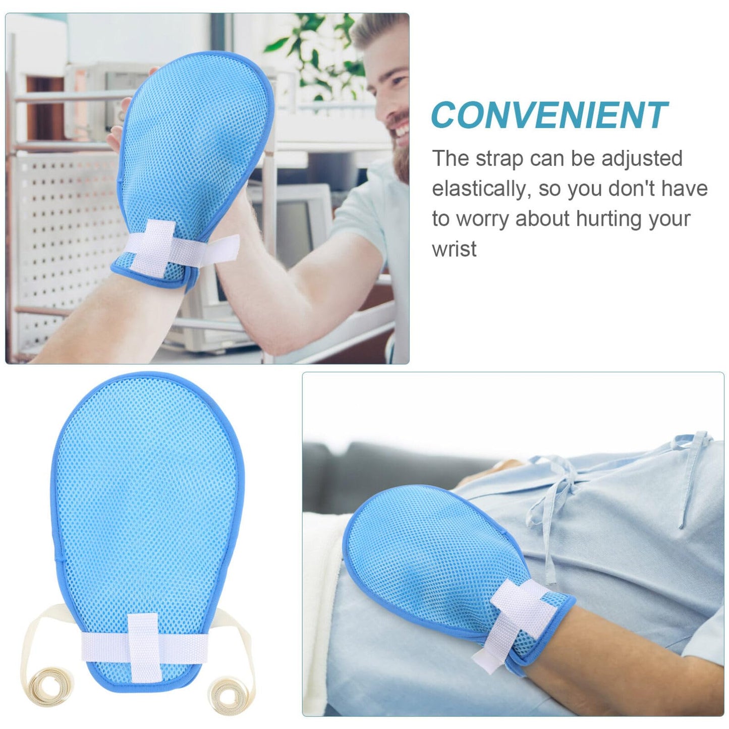 GLEAVI 1pcs Dementia Restraint Glove: Finger Control Mitt Safety Hand Gloves Hand Restraint Mitts Anti-Scratch Dementia Products for Patients Elderly Blue