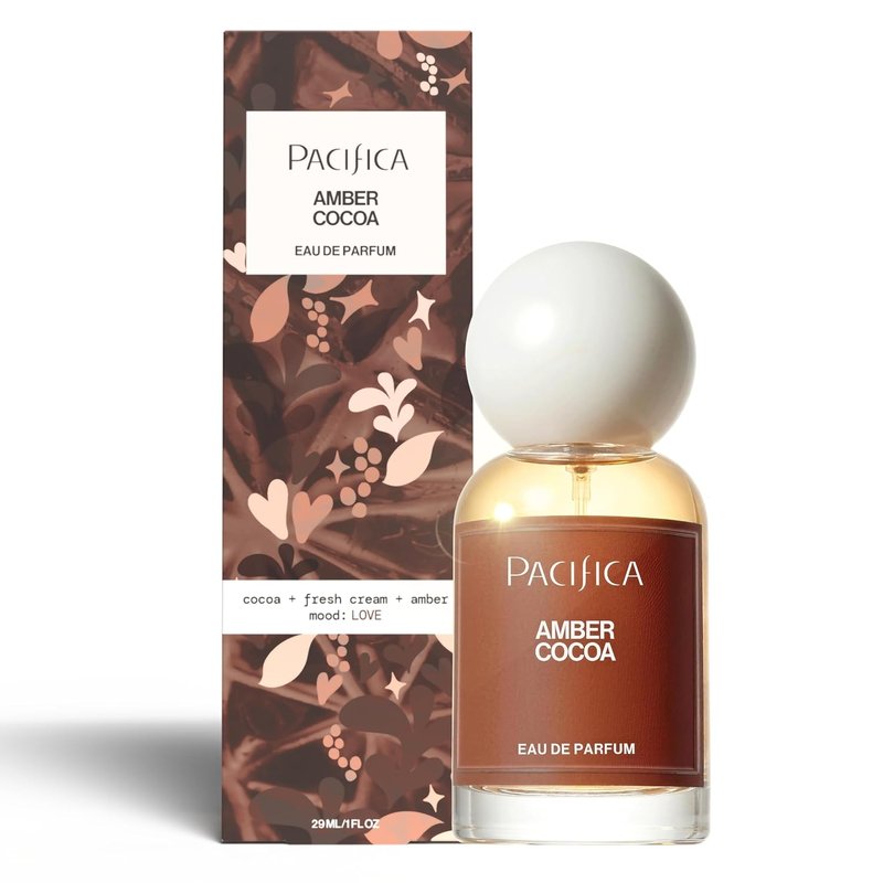 Pacifica Amber Cocoa Eau de Parfum | Warm Spiced Gourmand Perfume with Cinnamon, Coffee & Vanilla - 1 fl oz