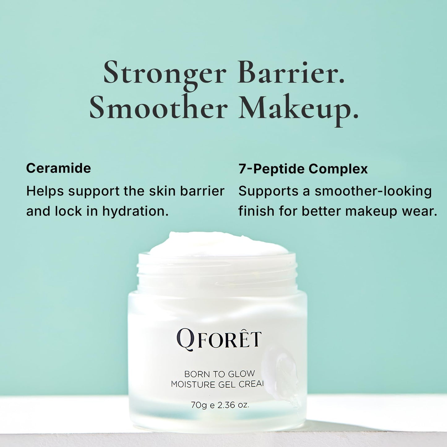 QFORET Hydrating Gel Cream, Fragrance-Free Face Moisturizer for Dehydrated Skin, Phyto Mucin + Hyaluronic Acid + Ceramide, 2.36 fl oz