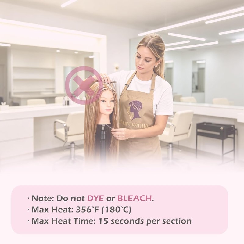Skiennix Mannequin Head - 80% Real Hair for Cosmetology Training | 26-28" Light Brown with Clamp Holder