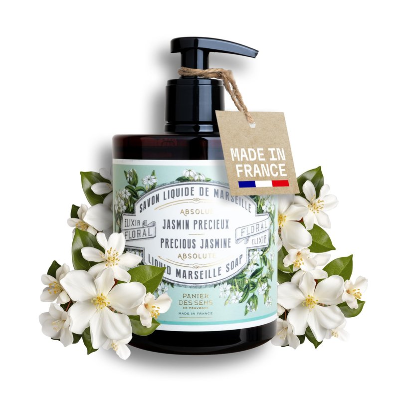 Panier des Sens Jasmine Liquid Hand Soap – French Savon de Marseille, Natural Hand Wash (97% Ingredients), Gentle & Moisturizing, 16.9 fl oz