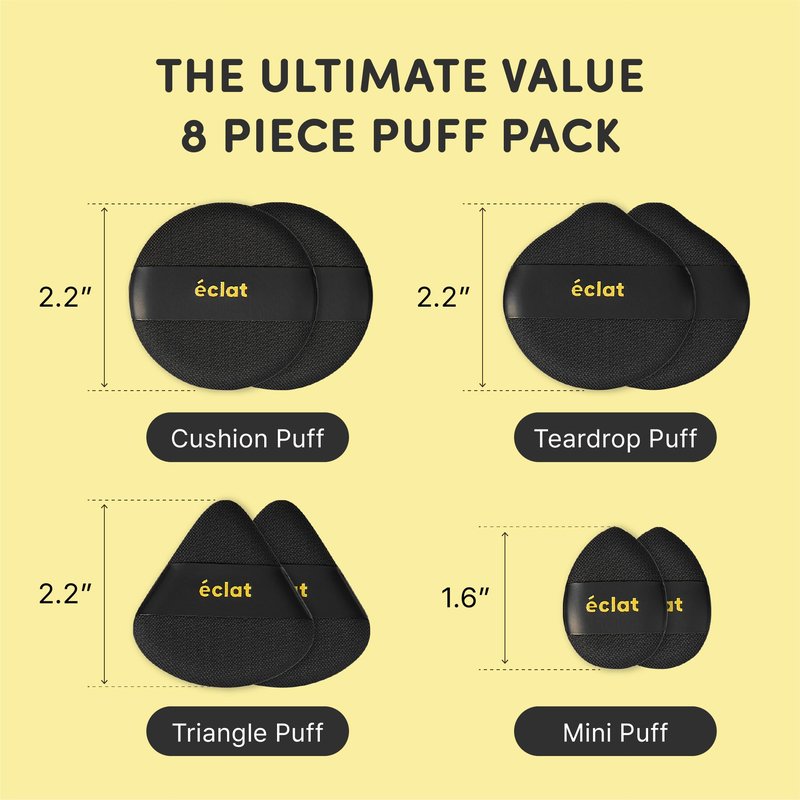 Éclat Makeup Sponge Set, 8 Pcs Air Cushion Puff, Latex-Free Blender Sponge Palette, Wet & Dry Use for Liquid, Powder, Cream Foundation, Soft Round & Teardrop Professional Beauty Blending Applicators