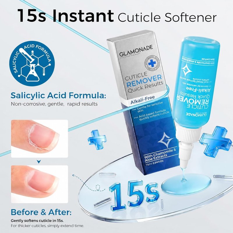 Instant Cuticle Remover Gel - Fast-Acting Softener with Salicylic Acid | Gentle for Sensitive Skin, Professional Nail Care