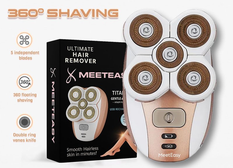 Meeteasy Electric Leg Shaver for Women - Rechargeable Painless Lady Razor for Leg Face Lips Body Underarms Armpit - Female Cordless Bikini Trimmer