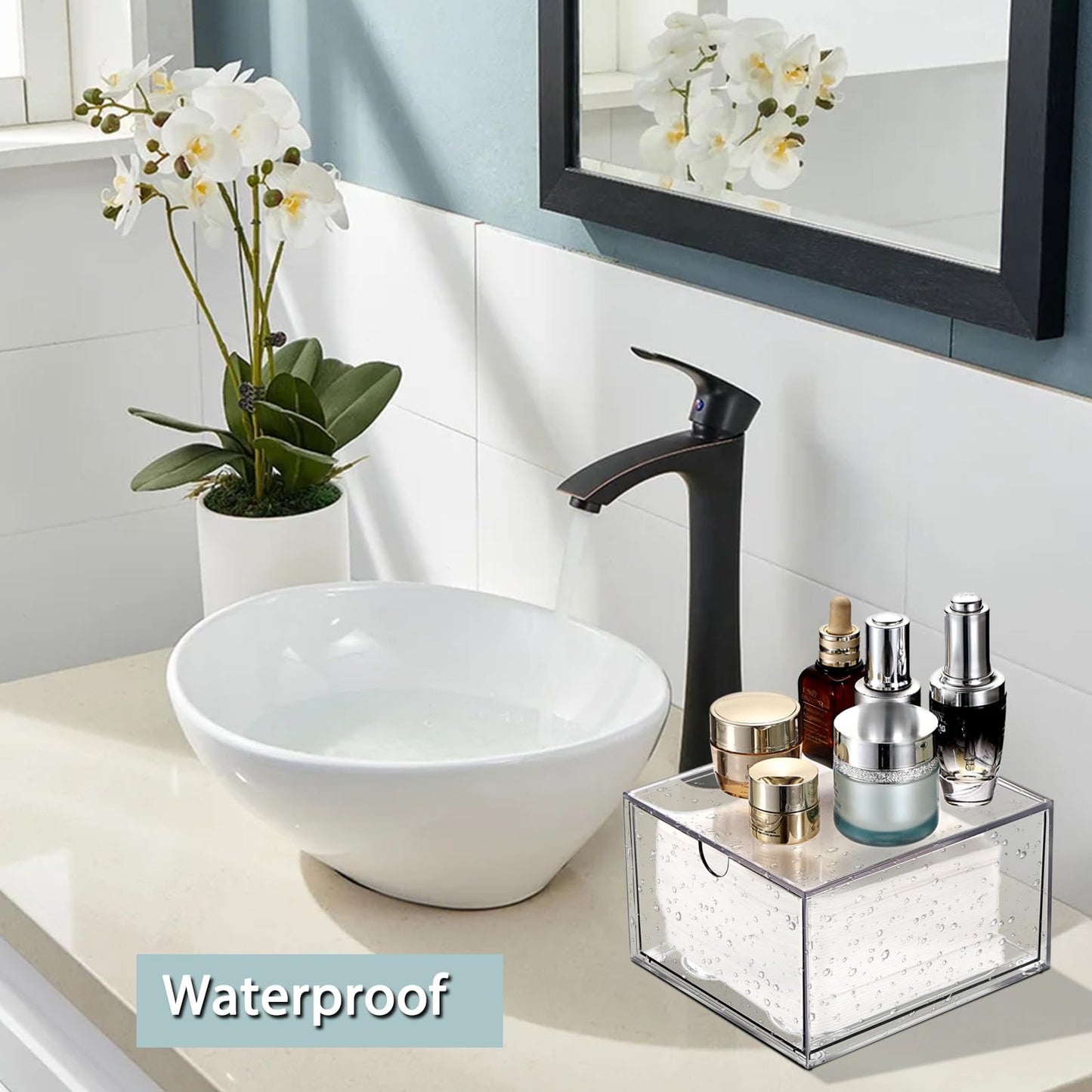 Sumnacon Disposable Face Towel Holder for Bathroom Vanity, Clear Plastic Facial Towels Holder Container with Drawer Storage, Face Towels Case Organizer Compatible with Clean Skin Cluub Towel