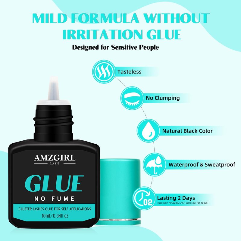 Lash Glue 10ml Individual Lash Extension Glue, Waterproof Black Eyelashes Adhesive 3 Sec Drying Time, Long Lasting for 48 Hours, Lightning Speed Eyelash Clusters Adhesive