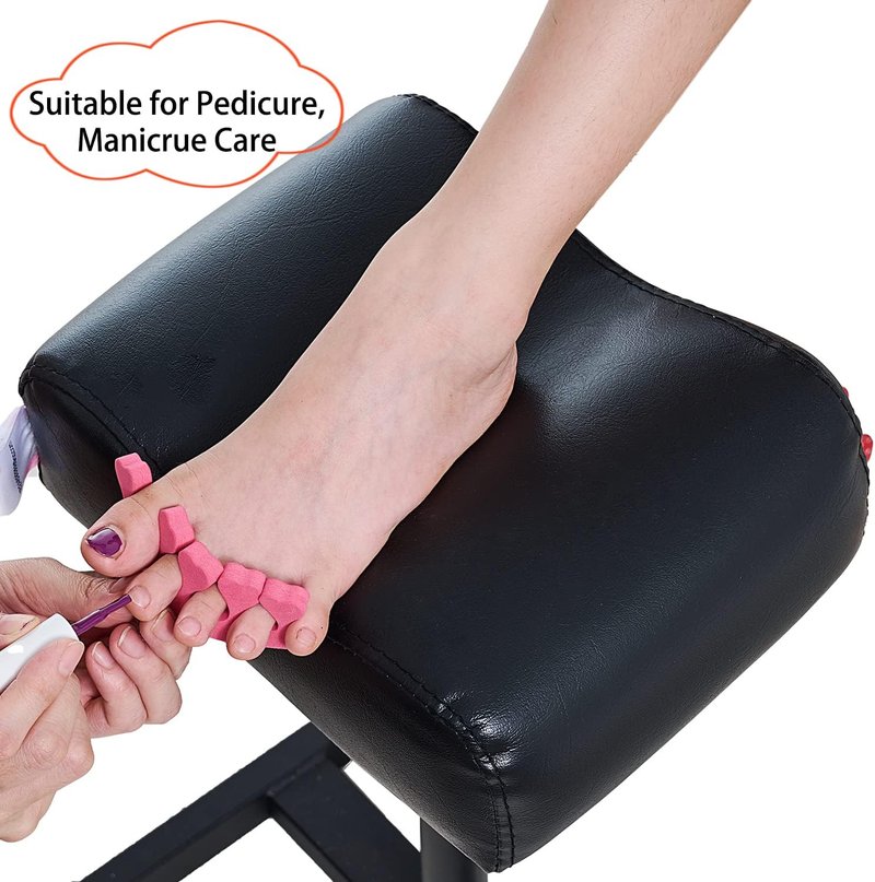 Adjustable Height Pedicure Manicure Footrest - Spa Salon Nail Care | Black