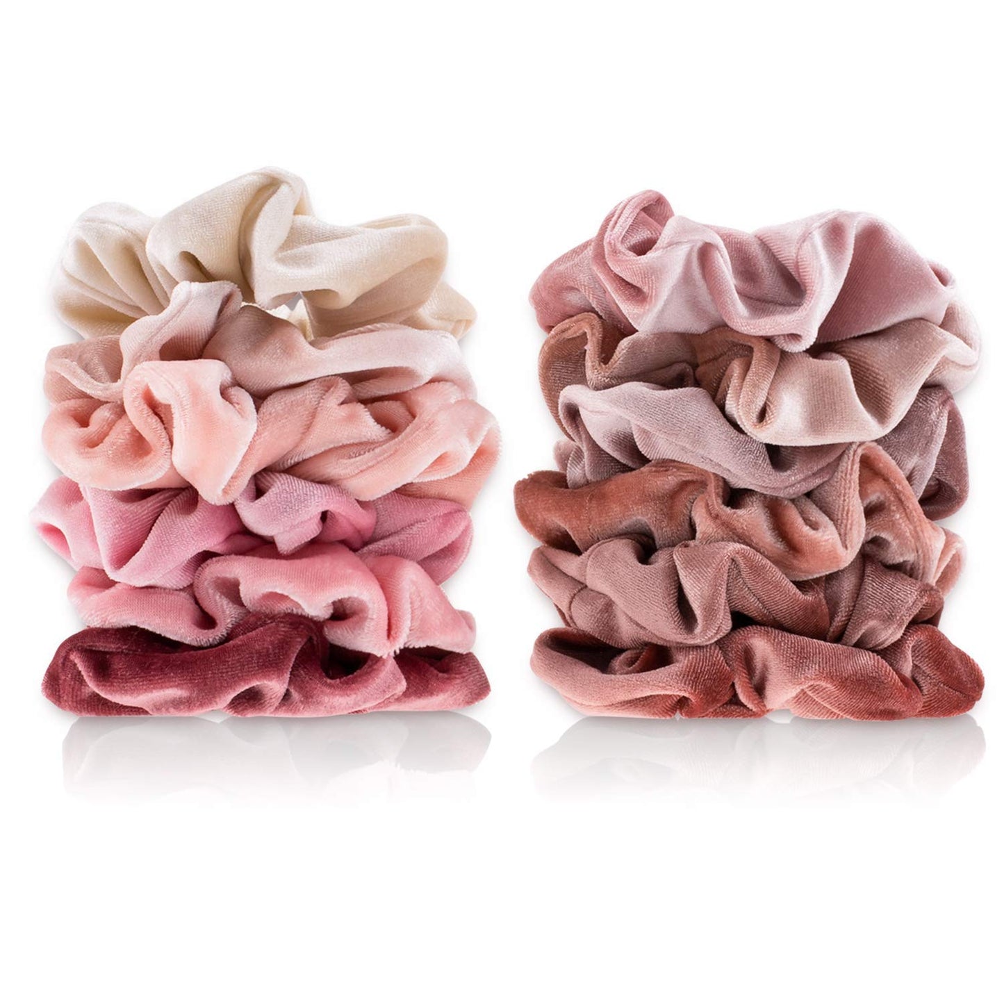 Whaline Velvet Scrunchies - 12 Pcs Blush Theme Hair Ties for Women | Soft, Thick Bobbles for Girls