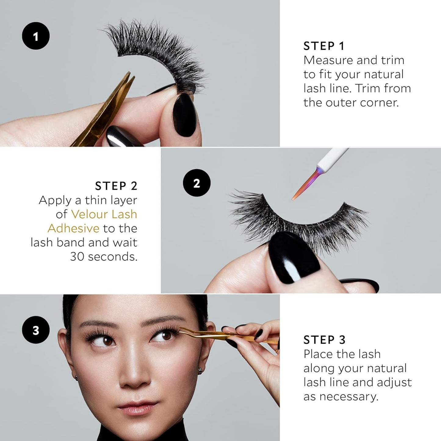 Velour Strong Eyelash Glue - Super Hold Vegan Adhesive with Brush-On Applicator | Latex-Free for Strip and Individual Lashes (White)