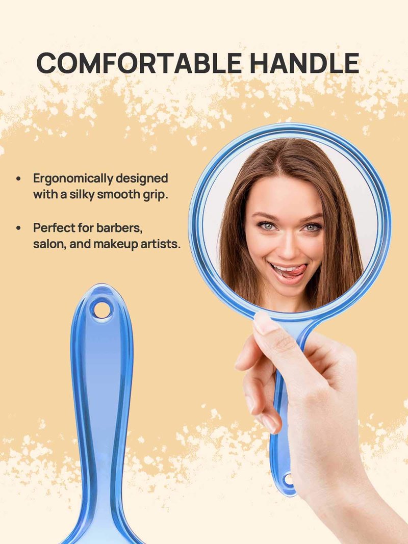 OMIRO Hand Mirror, Double-Sided Handheld Mirror 1X/3X Magnifying Mirror with Handle, Set of 3 (Mix Colors)