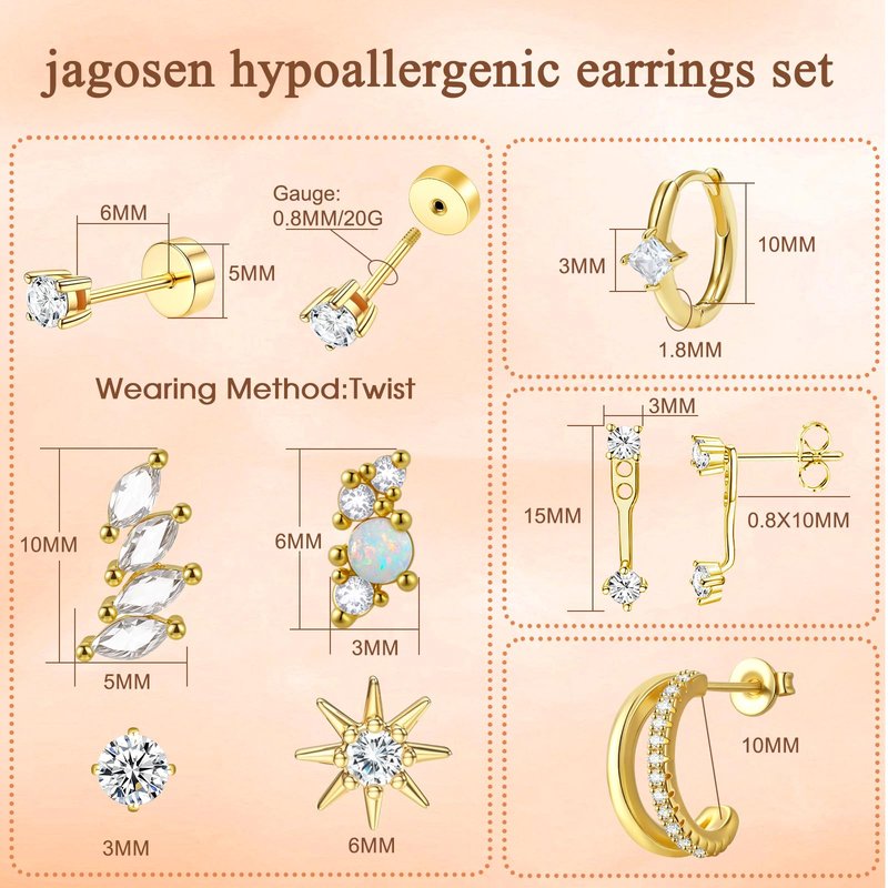 Gold Flat Back Earrings Stacks Hypoallergenic Cartilage Earrings for Women,20G Lobe Tragus Helix Conch Piercing Jewelry,Dainty 14K Gold Plated Stud Hoop Earring Set