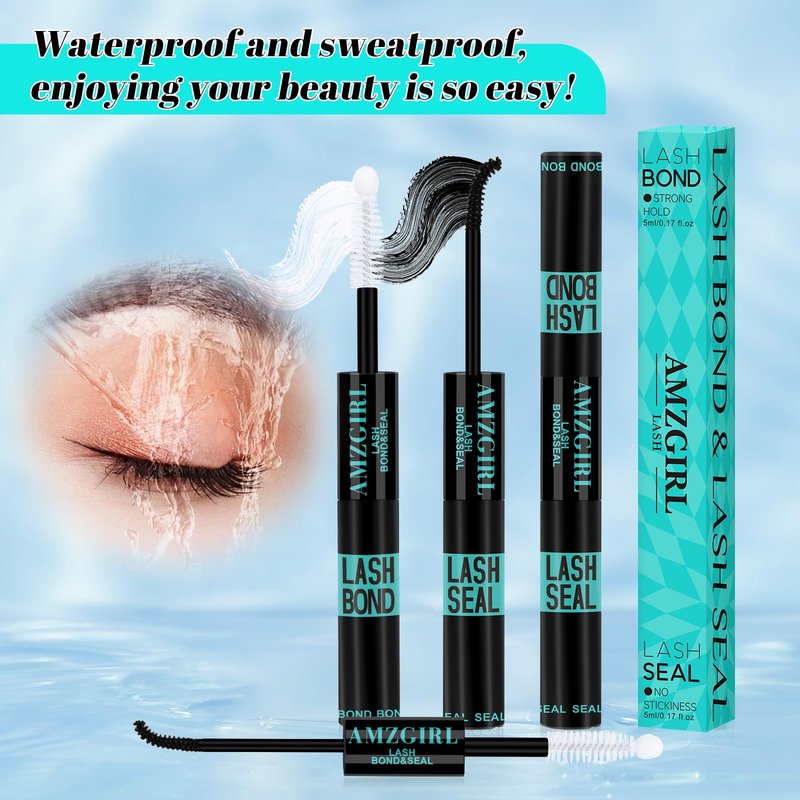 Lash Bond and Seal,Lash Glue for Eyelash Extensions,Eyelashes Clusters Lash Bond and Seal Waterproof 10ml,2 in 1 Eyelash Bond and Seal Long Lasting,Bond and Seal Lash Extensions Strong Hold