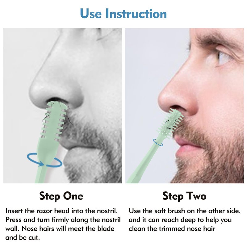CNDNO 5Pcs 2-in-1 Nasal Hair Cutter, Double Sided Nose Hair Cutter, Portable 360° Rotating Manual Nose Hair Trimmer for Men and Women, Colorful