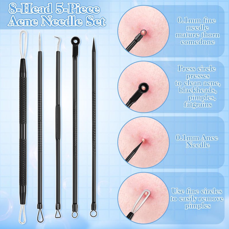 HairChrysm 9 PCS Blackhead Extraction Tool Kit, Blackhead Remover Tool Comedones Extractor Acne Removal Kit for Nose Face