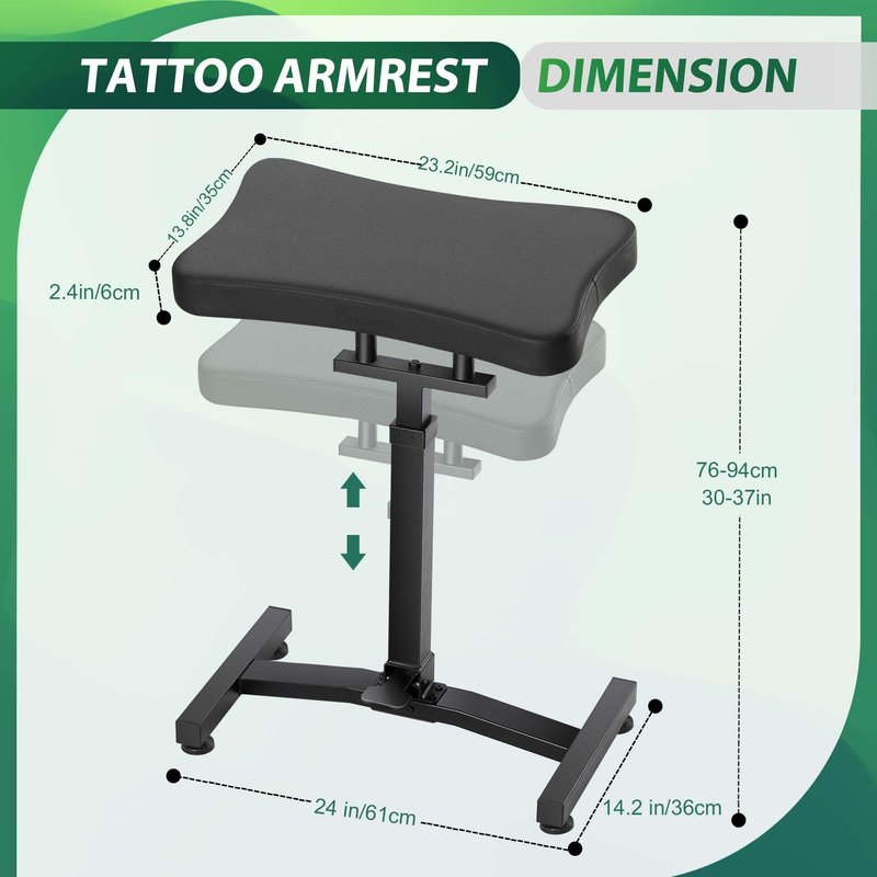 POARMEEY XXL Tattoo Armrest Stand Adjustable Height by Hydraulic System,Tattoo Arm Rest with Strong and Durable Base for Artist Tattoo Studio