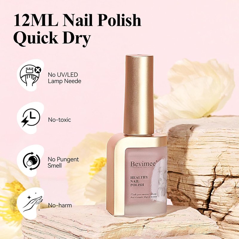 Quick Dry Nail Polish - Sheer Nude Holographic Color | High Coverage, Water-Based, 12ML