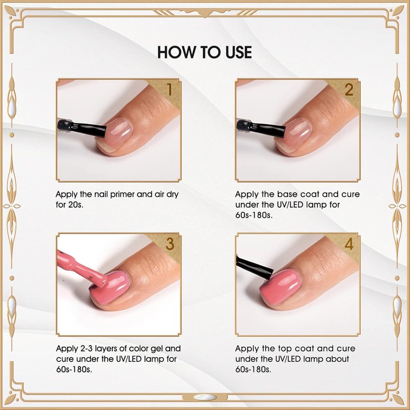 ROSALIND Nail Primer & Base Coat Set - 4 PCS 10ML Quick Drying Glossy & Matte Gel Polish for Long-Lasting DIY Nail Art