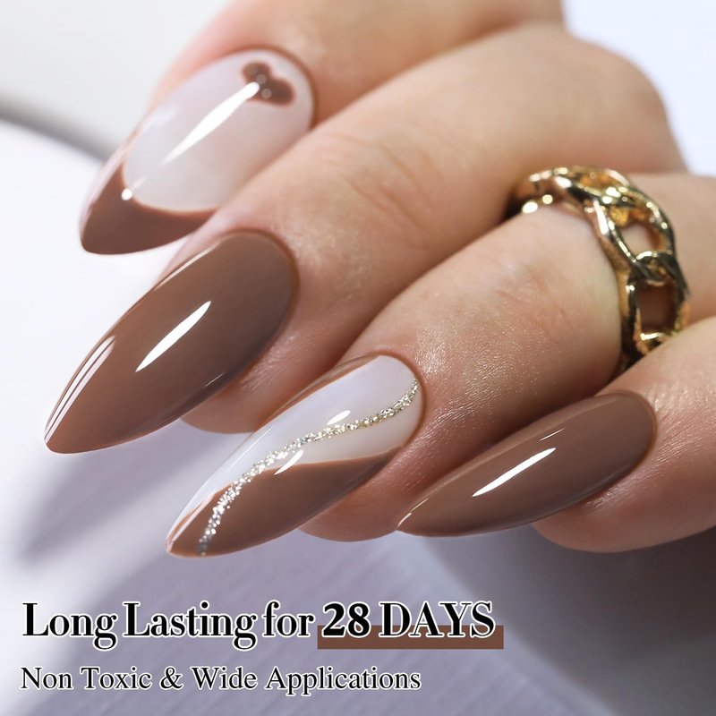 Double Rhythm 15ML Gel Nail Polish Pure Sheer Same Color Same Bottle Soak Off Gel Polish Art Manicure Salon DIY at Home for Women (Gray Brown-A1445)
