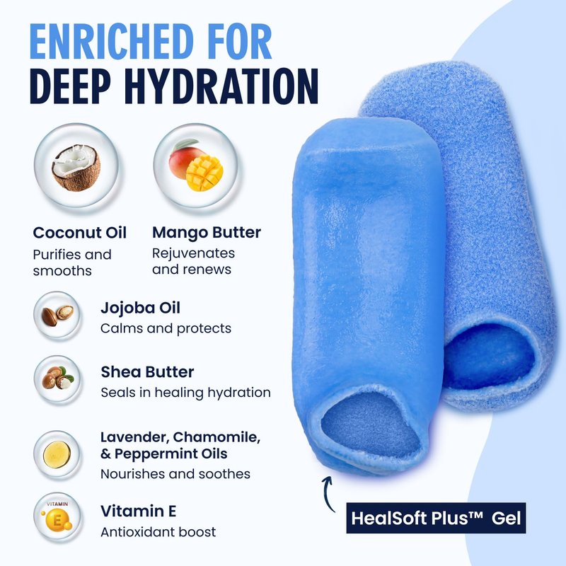 Dr. Frederick’s Original Moisturizing Gel Socks for Men & Women – Dry Feet & Cracked Heel Treatment – Full Foot Gel Lining with Mango Butter, Shea Butter, Jojoba & Coconut Oil (Blue Haven)