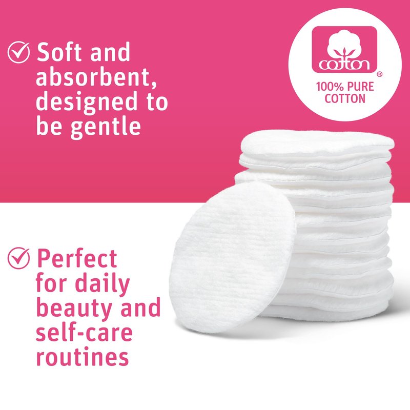 Medline Simply Soft Cotton Rounds (300 Count), 100% Cotton Absorbent and Textured Cotton Pads, Lint-Free