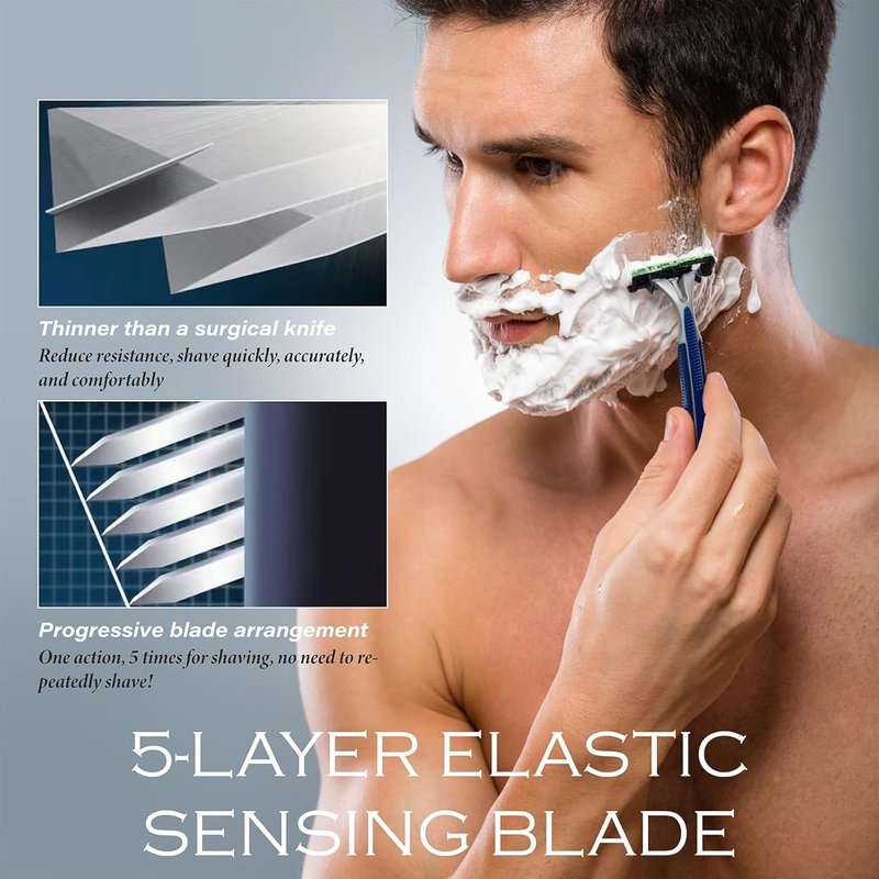 12-Blade Replacement Cartridge Set - Smooth Shave with Five-Blade Technology - 2025 New Green Edition