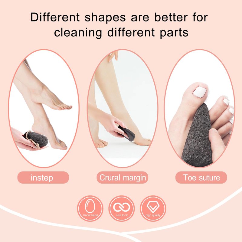 SAMEBUTECO 3 Shapes Natural Volcanic Pumice Stone for Feet Pumice Cleaning Stone for Sole of The Foot,Edges of The Foot,Toe Seams,Foot Scrubber for Dead Skin Remover Deep Clean