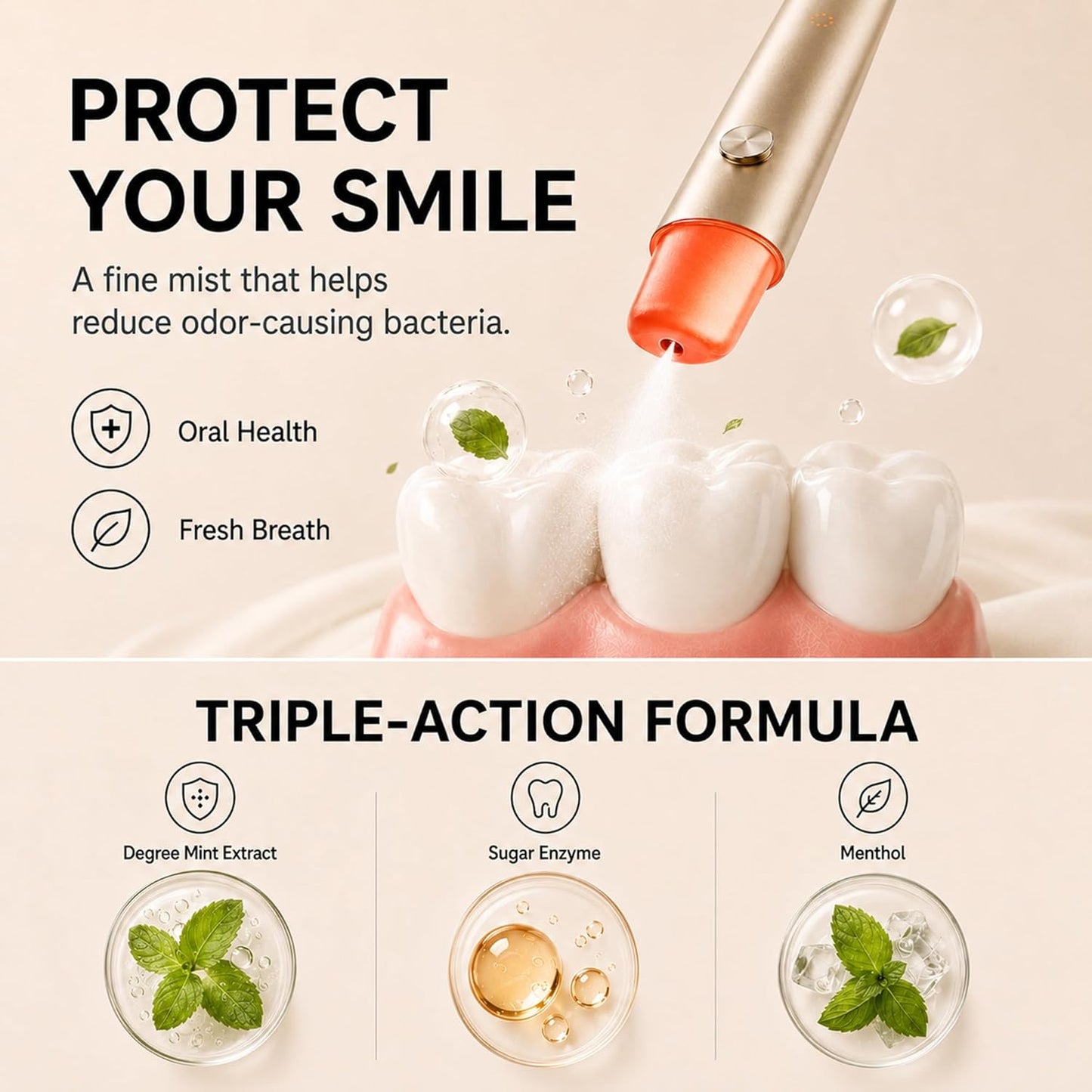 ZDEER PW13 Probiotic Mouth Spray - Alcohol-Free Oral Spray for Fresh Breath | Travel Size with 3 Flavor Cartridges