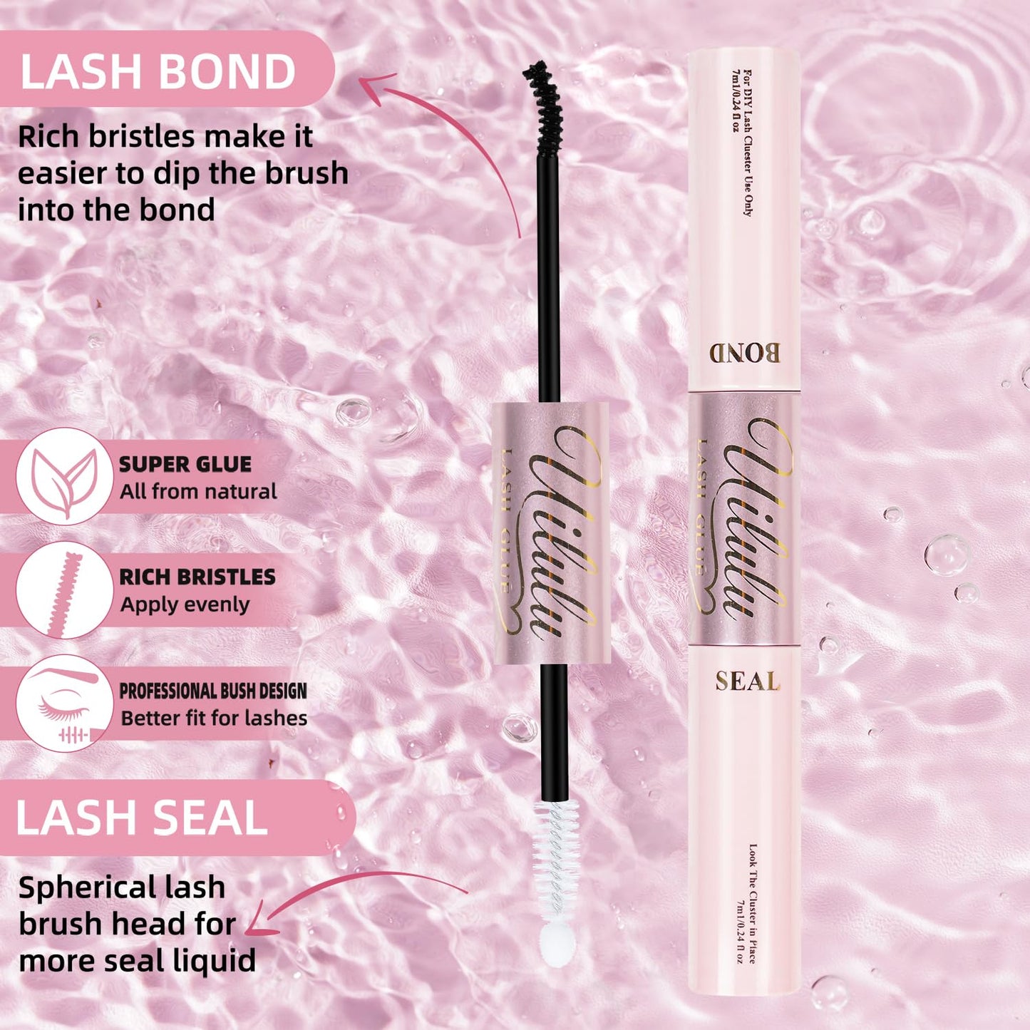 Uilulu Lash Glue - Waterproof 2-in-1 Black Adhesive for Strong Hold | DIY Eyelash Bond & Seal (14ml)