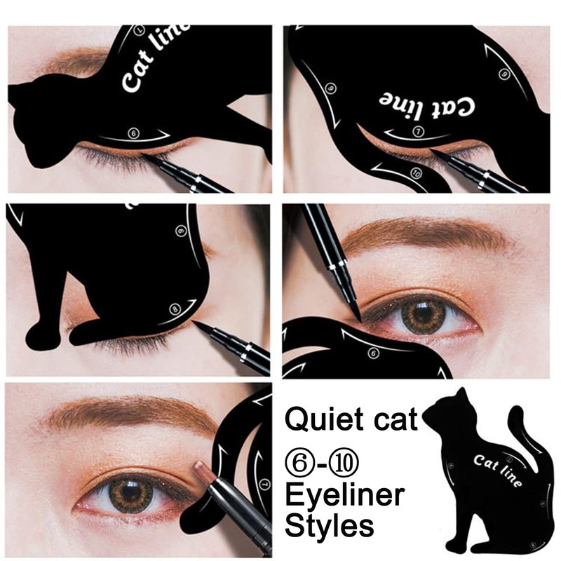 IDDFEVE 4 Pcs Eyeliner Stencils for Cat Eye Winged and Smokey Eyeshadow Applicators Shaper Tool Guide (10 Different Effects)