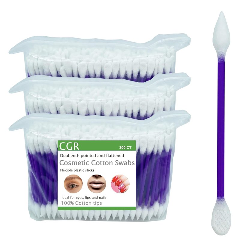 CGR Precision Cotton Swabs - 900 Pcs Pointed & Flattened Tips for Makeup Application | Versatile Use