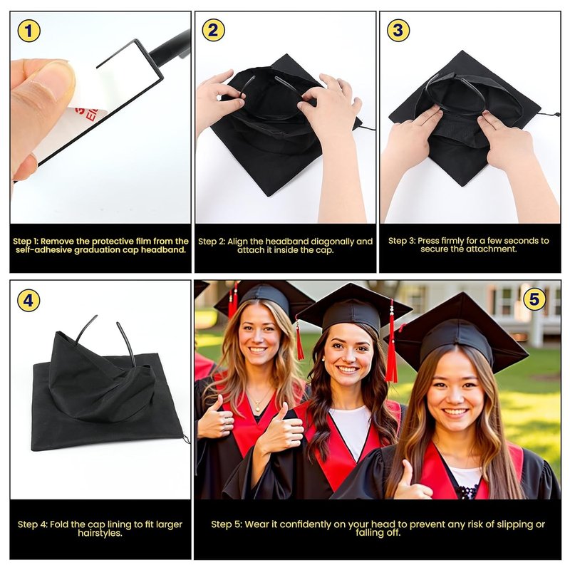 Skiennix Graduation Cap Headband - Secure Hair Style with Cap Insert | Perfect Graduation Gift