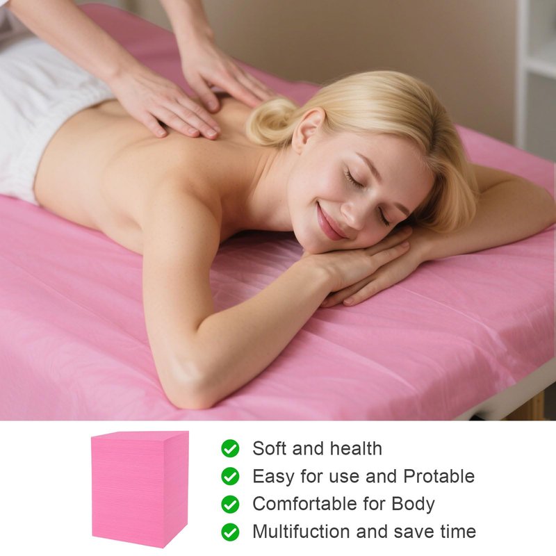 200 Piece Disposable Massage Table Sheets 31" x 71" - Non-Woven Fabric Bed Covers for Spa, Massage, Beauty & Tattoos - Breathable, Hygienic (Pink)