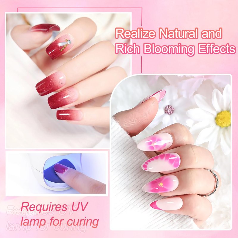JODSONE 16.5ml Clear Blooming Gel Nail Polish for Spreading Effect Marble Natural Stone Watercolor Floral Print Nail Painting and Can Be Easily Used Suitable for DIY Nail Art