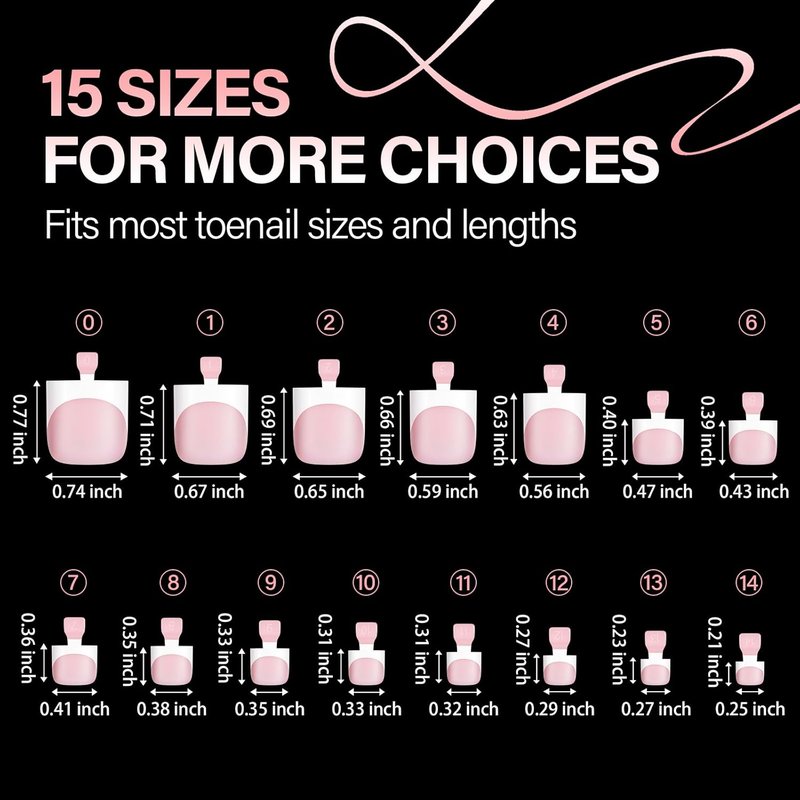 AILLSA Toe Nail Press Ons, French Tips Toe Press On Nails, 15 Sizes Short Square Full Cover Fake Toenails 150PCS, Baby Pink Acrylic Wearable Full Cover DIY Nail Art for Women
