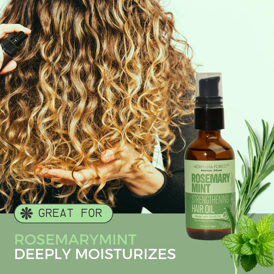 Skiennix Rosemary Mint Hair Oil - 2 Fl Oz | Biotin & Olive Oil Infused for Growth & Shine