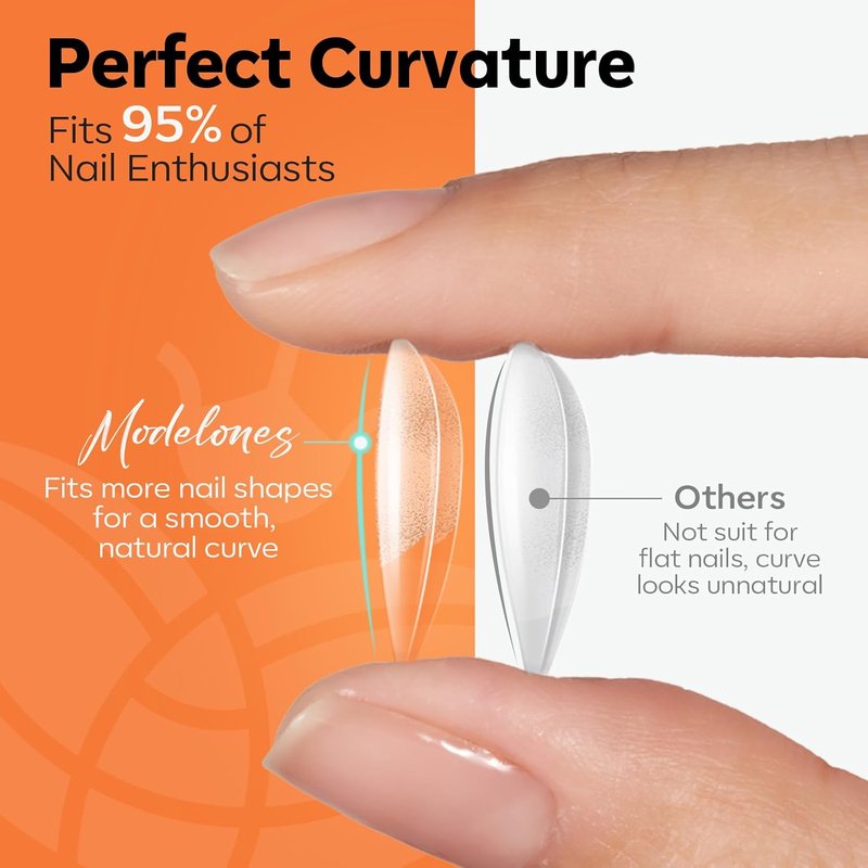 Short Almond Nail Tips - Pre-shaped Soft Gel Fake Nails | 216PCS Full Cover Press-On Extension Kit for DIY Manicure