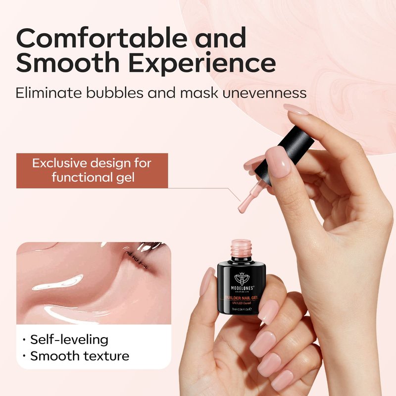 modelones Builder Gel for Nails, 6 Colors Gel Builder Nail Kit 8-in-One, Fall Maple Pink Nude Nail Polish Apex Building Strengthener Extension LED Nail Lamp Cured Color Base