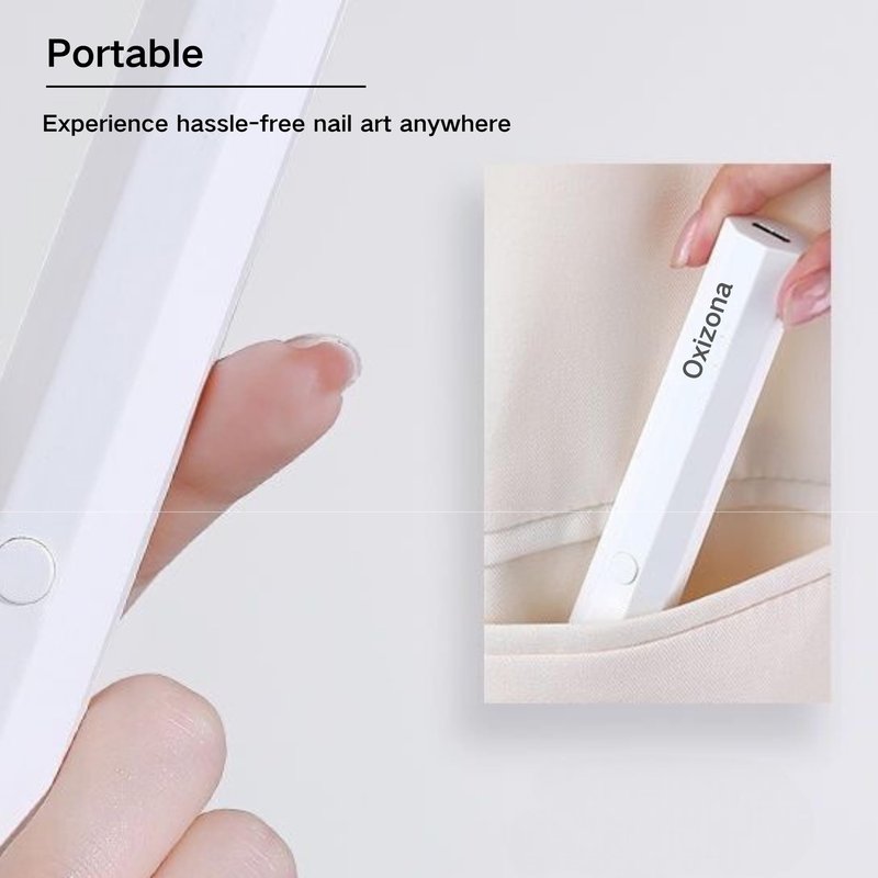 Oxizona Handheld UV Nail Lamp for Gel Nails, Mini UV Light, Portable LED Nail Lamp for Gel Polishes, Single Finger Light, Cordless Rechargeable USB Nail Dryer for Quick Curing (White)