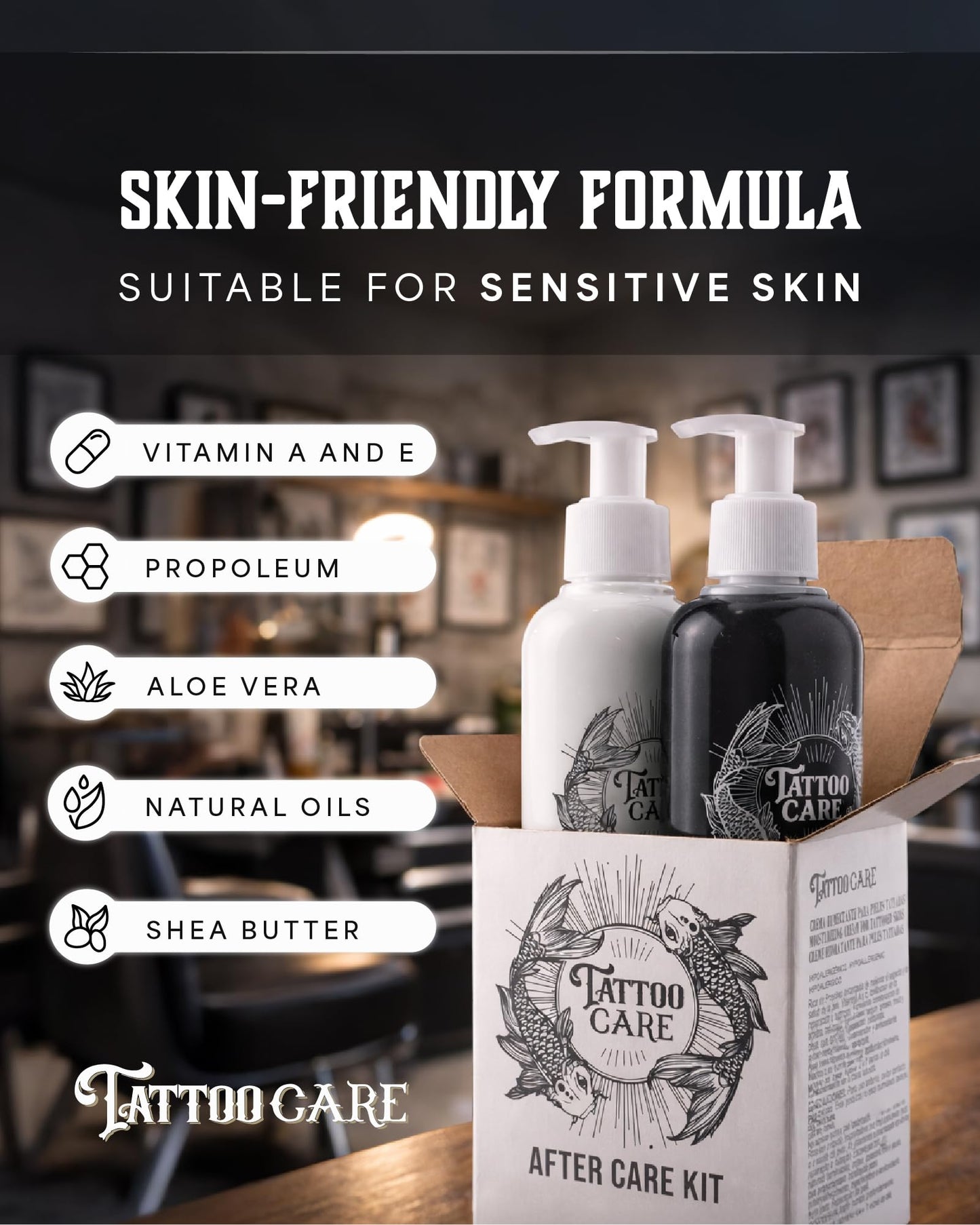 Tattoo Care Tattoo Aftercare Kit - Cream and Soap for Healing, Protecting and Brightening New and Old Tattoos - Cruelty-Free (KIT 6.7 fl OZ each)