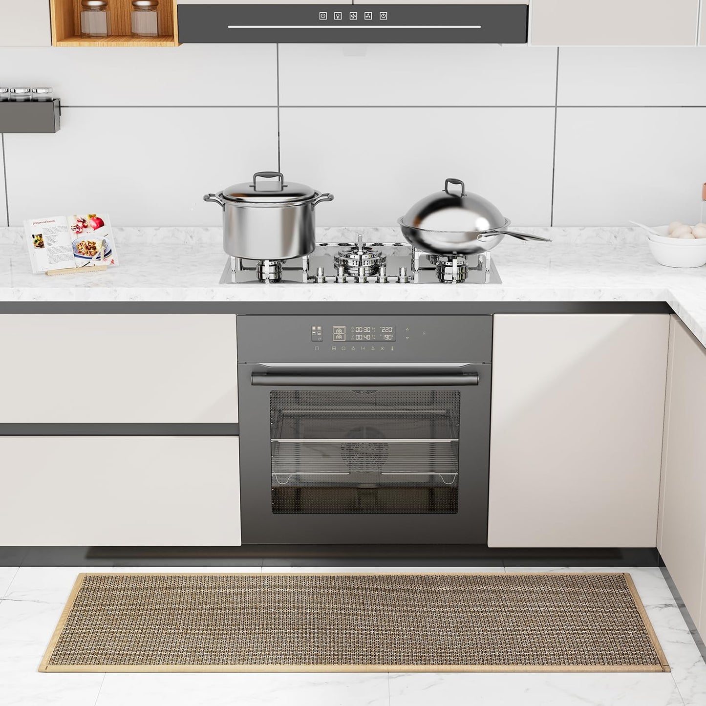 Hargiis Kitchen Rug, Rubber Non Slip Kitchen Rugs Washable, Absorbent Runner Mat for Floor, Machine Washable Standing Mats for in Front of Sink, Door, Laundry, Entryway, Entrance (Brown, 47" × 17.3")