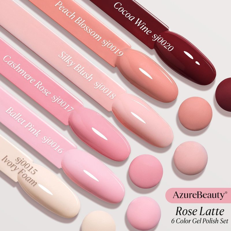AZUREBEAUTY 6 Colors 15ml HEMA Free Purera Gel Nail Polish Set, Same Color Bottles, Soak Off UV LED Gel Polish Kit Nail Art for DIY at Home Manicure Salon Gifts, Nude Pink Beige Burgundy Red