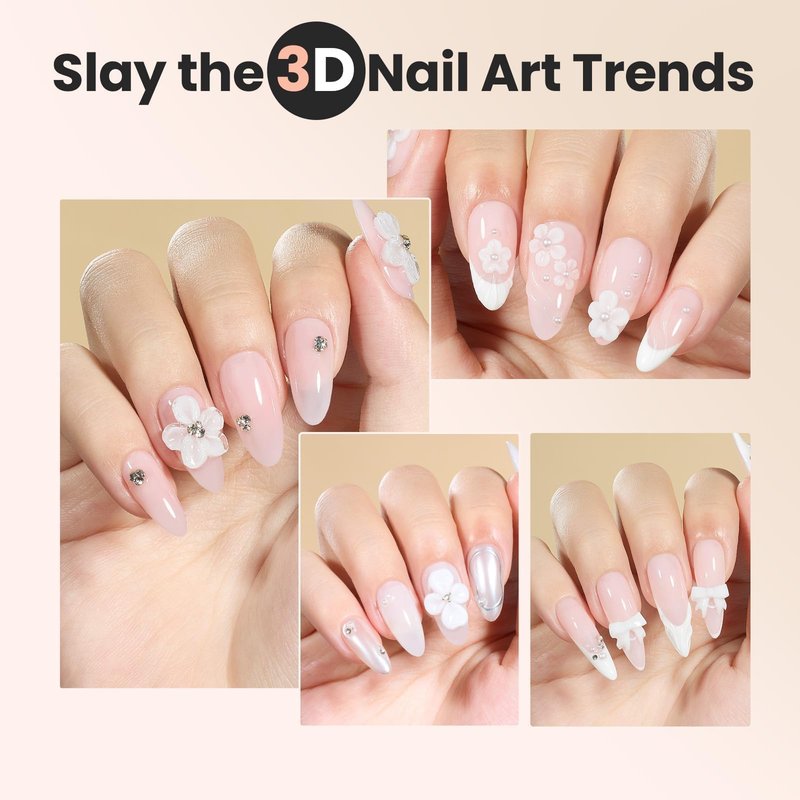 Beetles 3D Gel Nail Art-1 oz White Solid Builder Nail Gel,5 in 1 Non-Sticky Sculpting Building with Dual-ended Sculpting Pen,Rhinestones,Pearls, Glue for Beginner Salon,Snowy Cone,UV LED Lamp Needed
