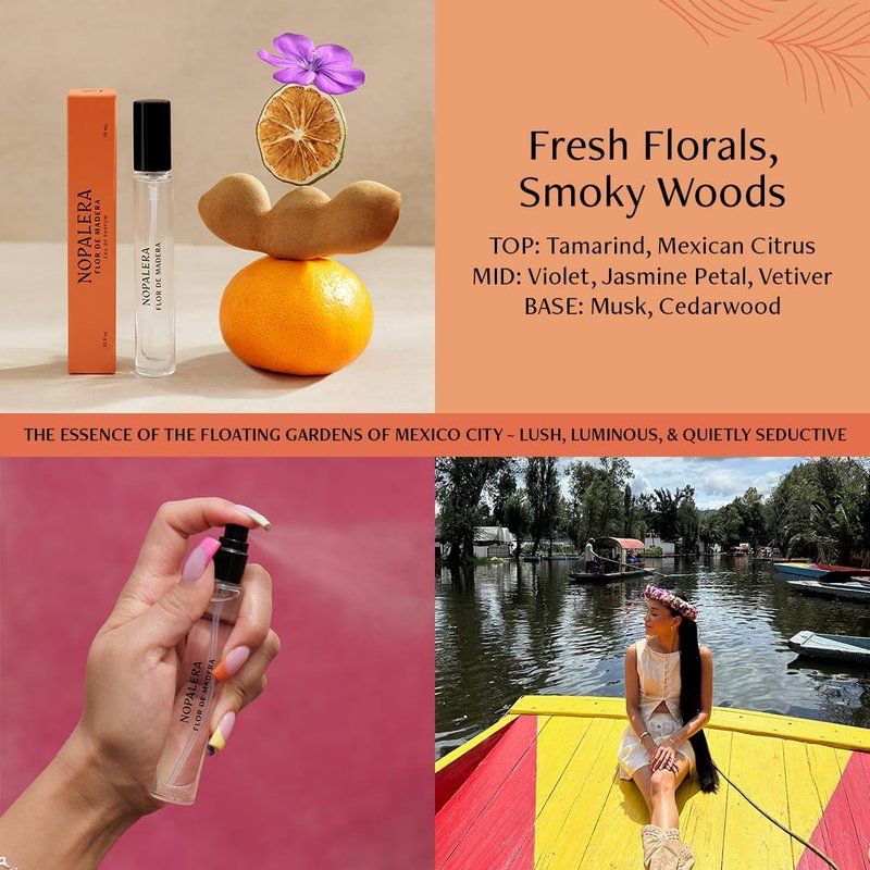 Nopalera Flor de Madera Eau de Parfum Travel Spray - Fresh Floral Woody Perfume with Tamarind & Jasmine | 10ml