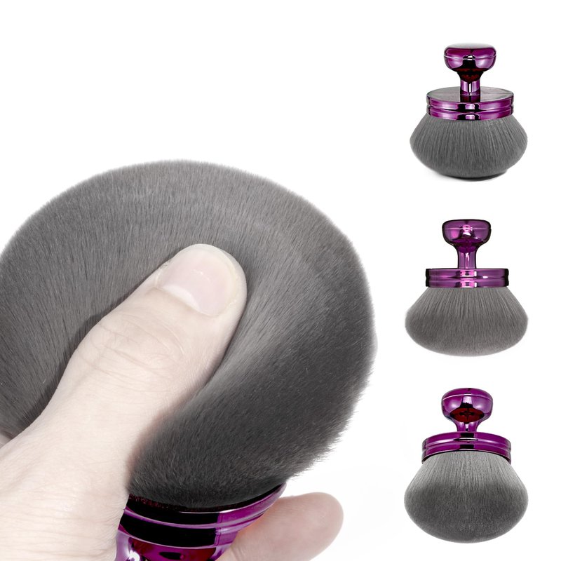 Blend & Blur Extra Large Body Makeup Brush for Self Tanner,Leg Makeup & Bronzer Self Tan Applicator, 3.2inch Wide Round Head Kabuki Brush For Application with Drawstring Bag (Purple)
