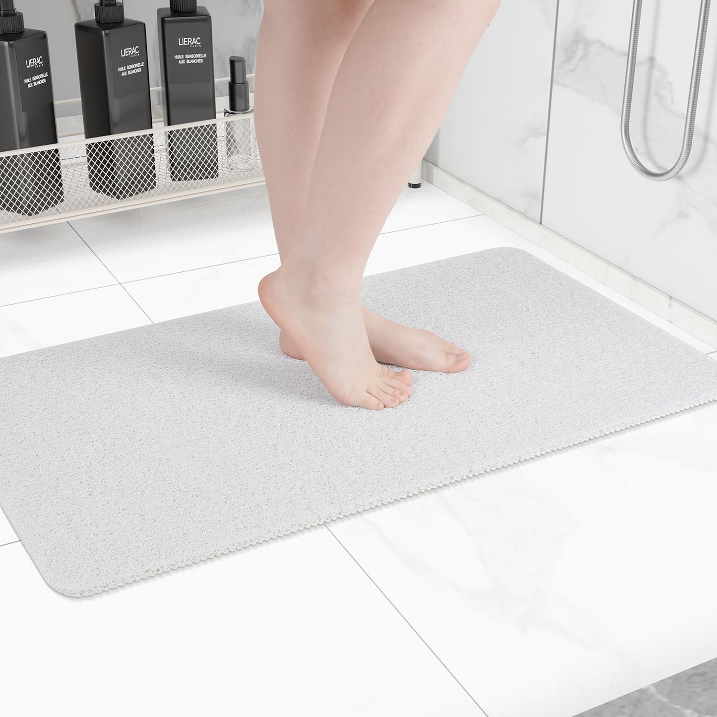 Hargiis Non-Slip Bathtub Mat, Anti Slip Shower Mat, Fast Drying Bathtub Mats, Foot Scrubber Mat, Anti Slip Mat for Tub, Floor, Bathroom, Kitchen, Home, Hotel (White 40"×16")