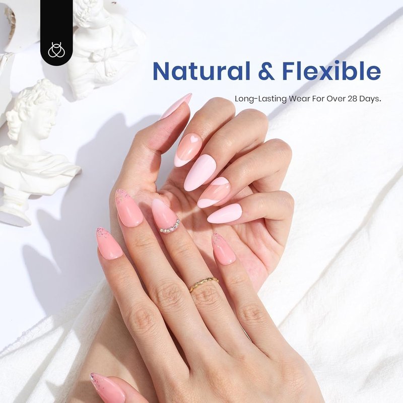 Beetles Gel Nail Kit - 504 Pcs Almond Shape Nail Tips & Easy Extension Set | UV LED Light Gift for Women