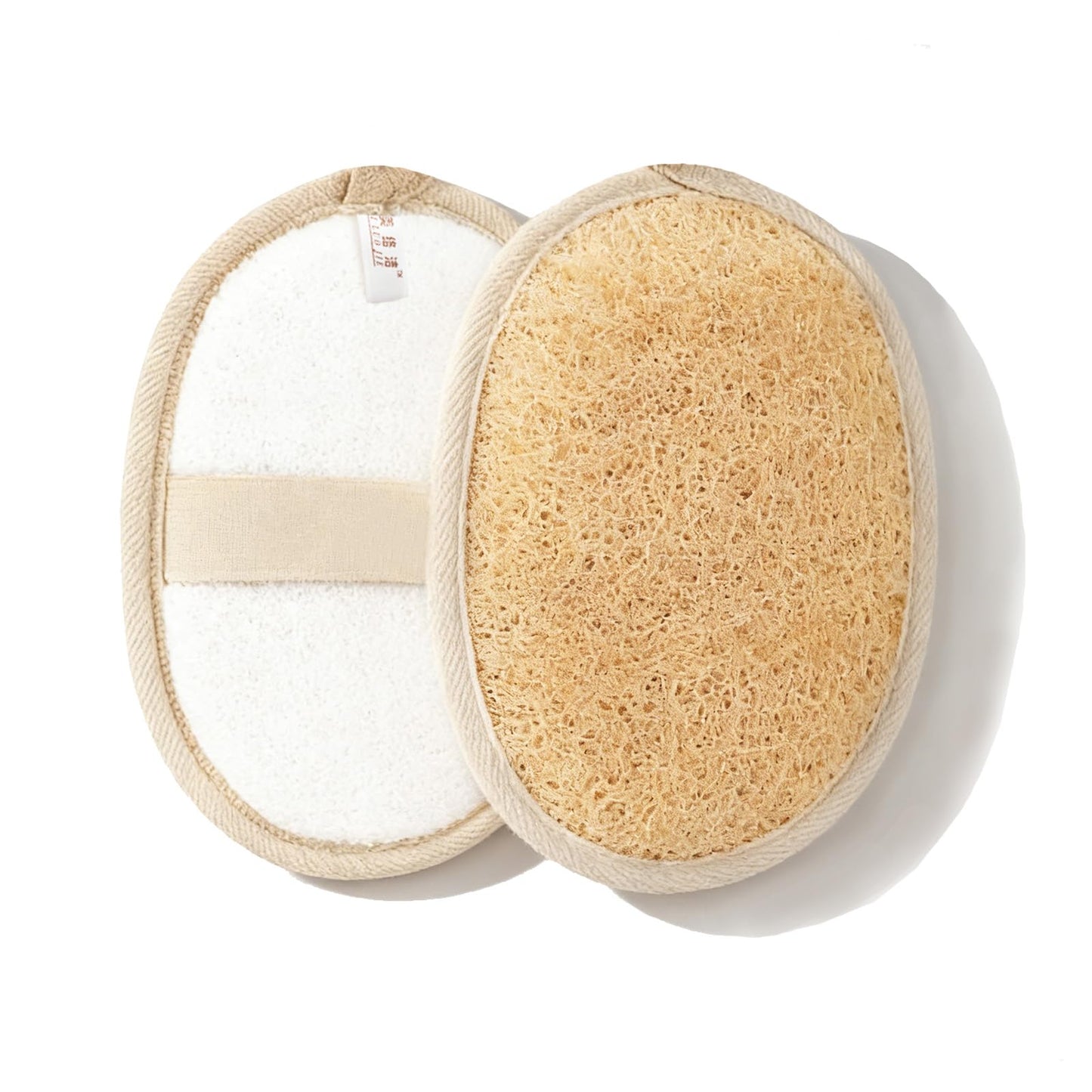 Heawarm Natural Loofah Sponge Exfoliating Body Scrubber (2 Pack), Dual-Sided Shower Luffa Sponge with Terry Cloth Back, Loofah for Women and Men