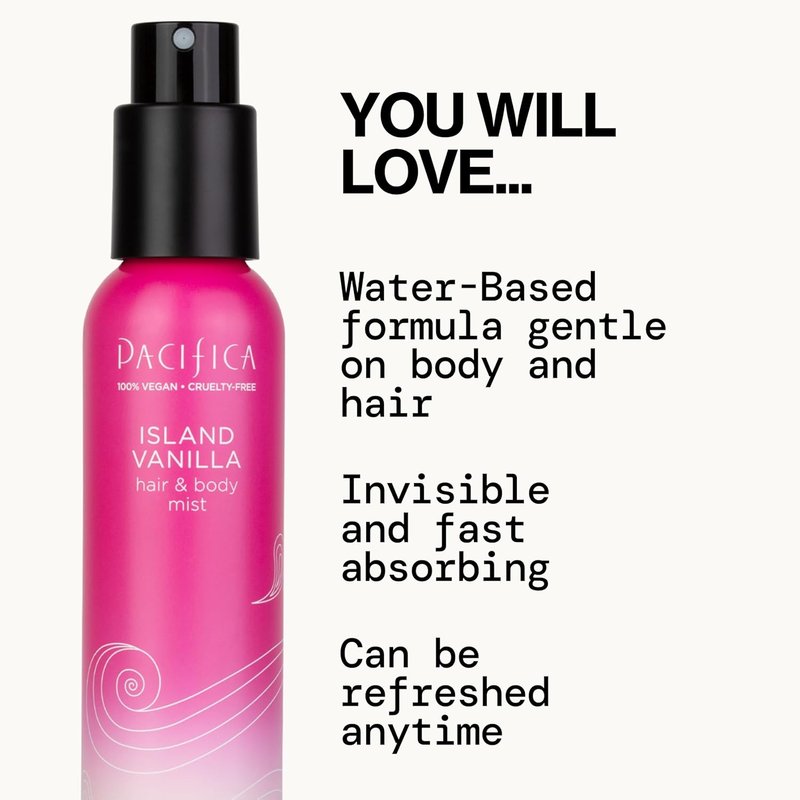 Pacifica Hair Mist Perfume - Island Vanilla Body Spray | Alcohol-Free, Vegan, 5 oz