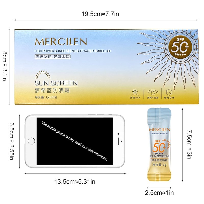 Mini Sunscreen SPF50+ PA+++ | 30PCS Travel Size Bulk for Face & Body - Lightweight, Non-Greasy, Water-Resistant